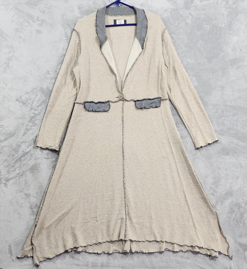 Vintage Krakerz Dress Womens XL Beige Knit Long Sleeve Maxi Lagenlook Whimsigoth